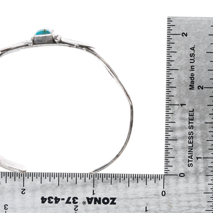 6.25" 30's-40's Navajo silver cuff bracelet with small turquoise - Estate Fresh Austin