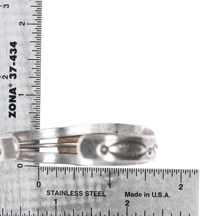 6.25" 30's-40's Navajo silver cuff bracelet with small turquoise - Estate Fresh Austin