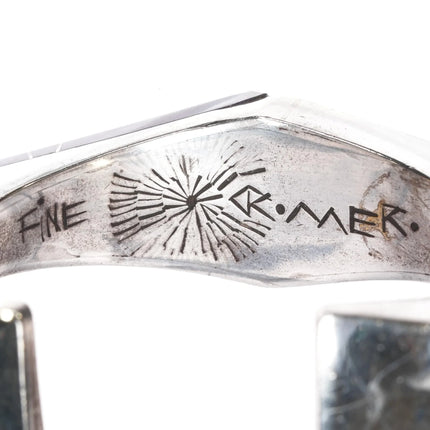 6" Danny Romero Yaqui Sugilite, sterling, shell modernist cuff bracelet - Estate Fresh Austin