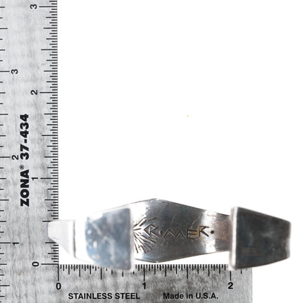 6" Danny Romero Yaqui Sugilite, sterling, shell modernist cuff bracelet - Estate Fresh Austin