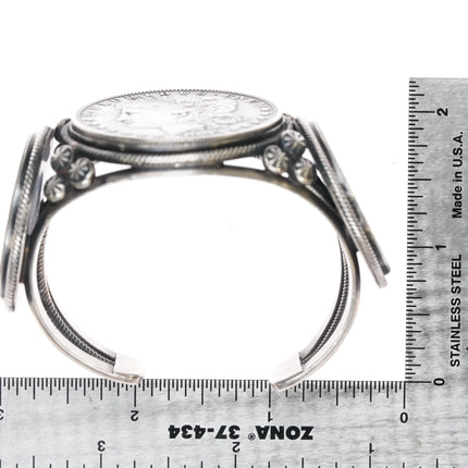 6.12" Paul Livingston Navajo sterling US Currency cuff bracelet - Estate Fresh Austin