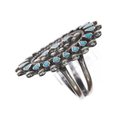 sz7.75 Vintage Zuni sterling flush inlay turquoise ring