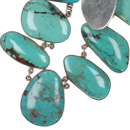 32" Large Federico Jimenez sterling turquoise slabs necklace