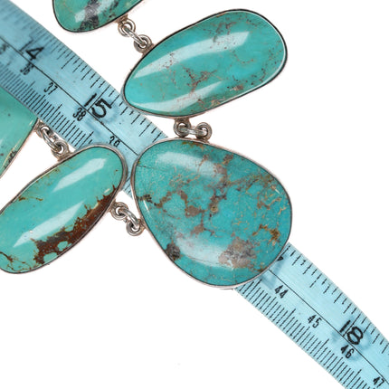 32" Large Federico Jimenez sterling turquoise slabs necklace