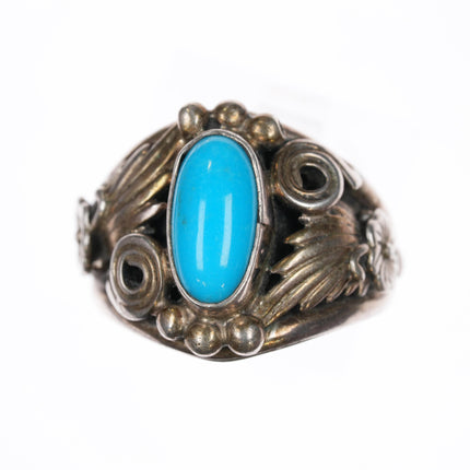 sz8.75  Running Bear Shop sterling ring with sleeping beauty turquoise