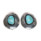 Teddy Goodluck Navajo spiderweb turquoise clip-on earrings sterling - Estate Fresh Austin