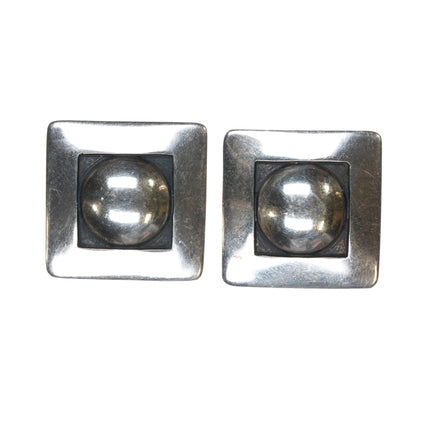 Leonard Schmallie, Diné (Navajo), 1952-2006 Modernist silver clip-on earrings