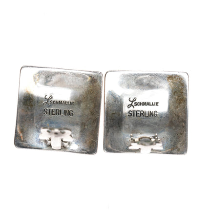 Leonard Schmallie, Diné (Navajo), 1952-2006 Modernist silver clip-on earrings