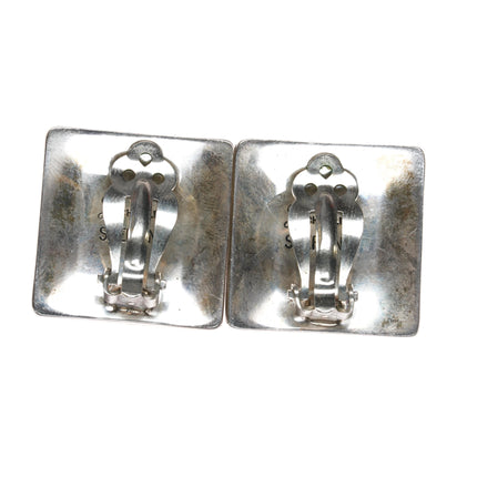 Leonard Schmallie, Diné (Navajo), 1952-2006 Modernist silver clip-on earrings