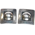 Leonard Schmallie, Diné (Navajo), 1952-2006 Modernist silver clip-on earrings - Estate Fresh Austin