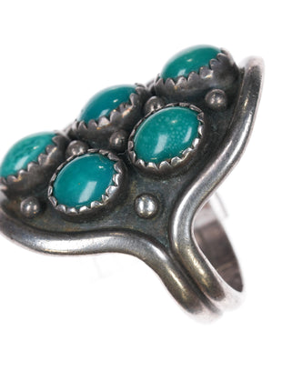 sz10 Vintage Nakai Navajo sterling turquoise cluster ring