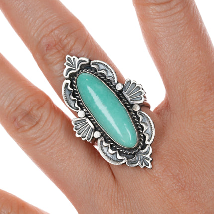 sz8 Michael and Rosita Calladitto Navajo/Apache sterling and turquoise ring