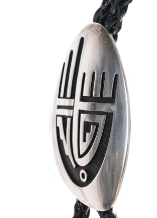 Riley Polequaptewa Hopi Overlay bolo tie sterling bolo tie