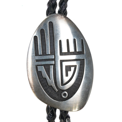 Riley Polequaptewa Hopi Overlay bolo tie sterling bolo tie