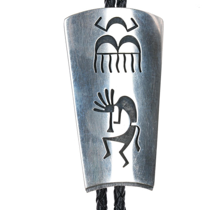 Lendrick Lomayestewa Hopi Overlay bolo tie sterling bolo tie