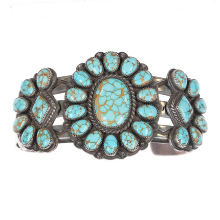 6.5" Michael Schmaltz, Algonquin #8 turquoise cluster ingot silver cuff bracelet