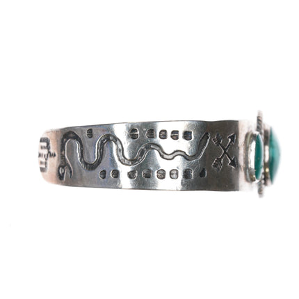 40's-50's Fred Harvey Era sterling and turquoise snake cuff bracelet