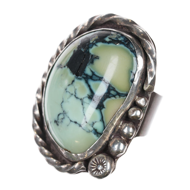 sz7.25 Large vintage Native American sterling variscite ring