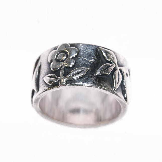 sz5 Retired James Avery La Paloma Dove and flower ring in sterling