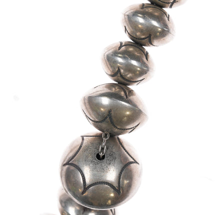 17" Leo Harvey sterling Navajo pearl necklace