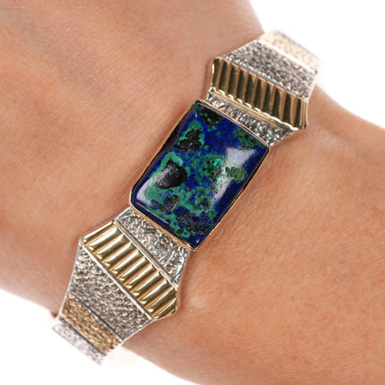 6.25" Marc Antia Apache 14k/Sterling Azurite cuff bracelet