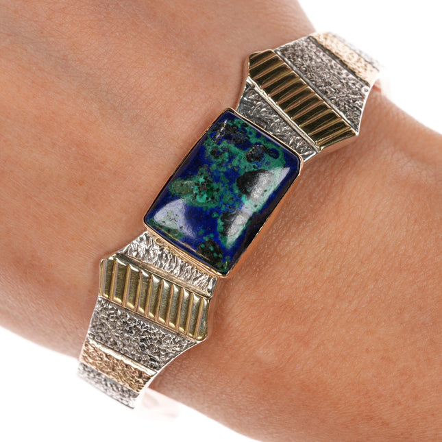 6.25" Marc Antia Apache 14k/Sterling Azurite cuff bracelet