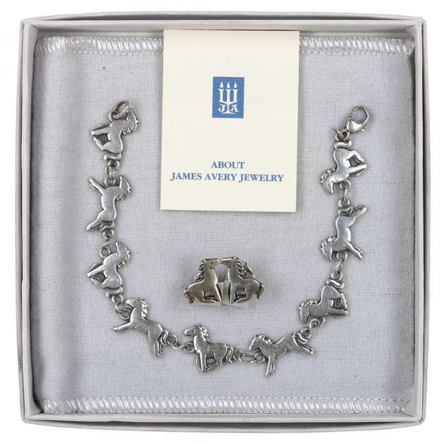 Rare Retired James Avery Galloping Horses bracelet and earrings set