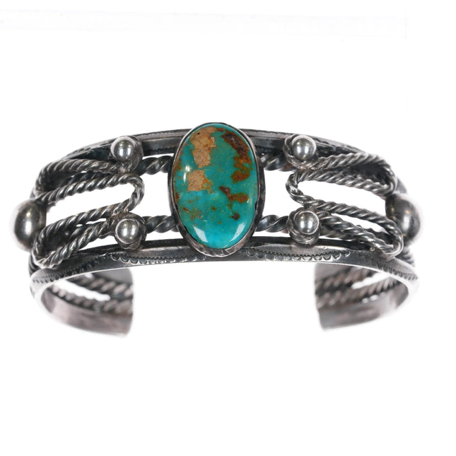 6.5" 30's-40's Navajo Stamped carinated silver twisted wire cuff bracelet - Estate Fresh Austin