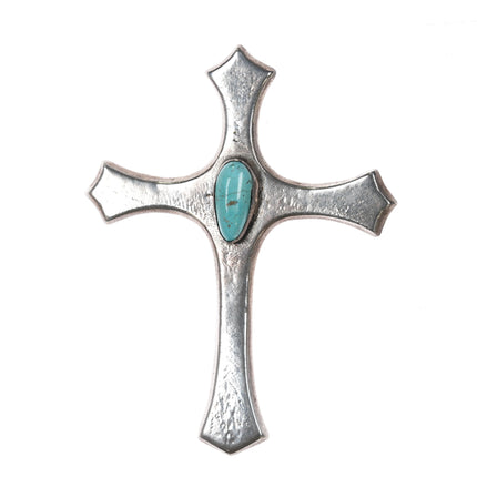 Large Vintage Native American sterling and turquoise cross pendant x