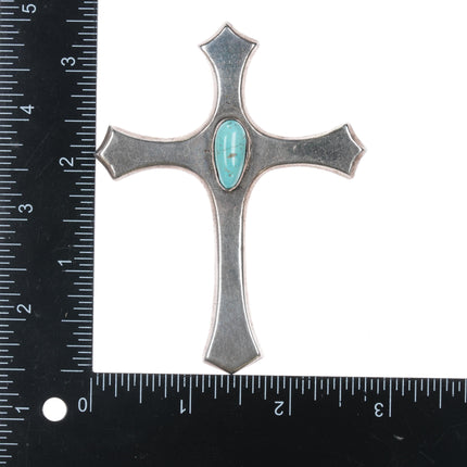 Large Vintage Native American sterling and turquoise cross pendant x