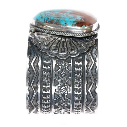 6.5" Sunshine Reeves Navajo sterling, natural Nevada turquoise cuff bracelet