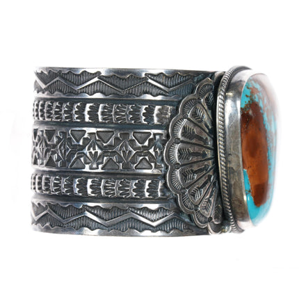 6.5" Sunshine Reeves Navajo sterling, natural Nevada turquoise cuff bracelet