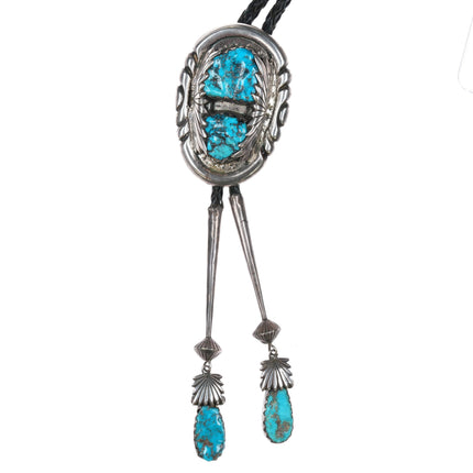 Large c1960 c-31 Robert and Bernice Leekya bolo tie sterling/turquoise