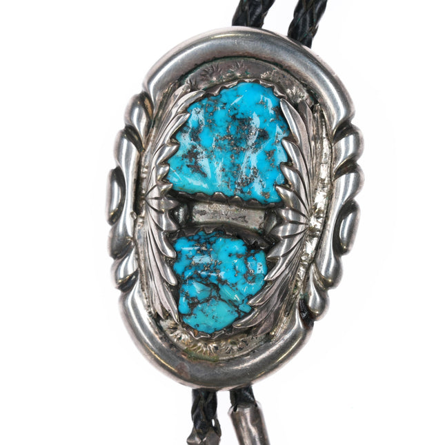 Large c1960 c-31 Robert and Bernice Leekya bolo tie sterling/turquoise