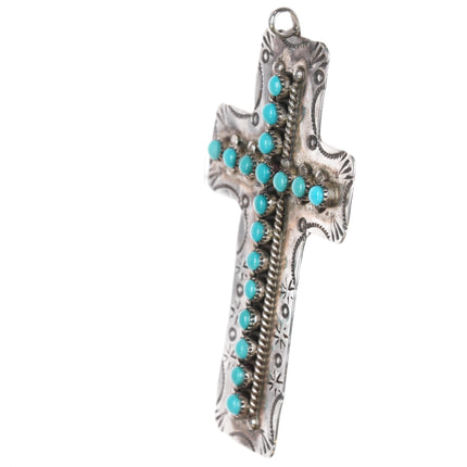 JP Ukestine Zuni sterling snake eye turquoise cross pendant