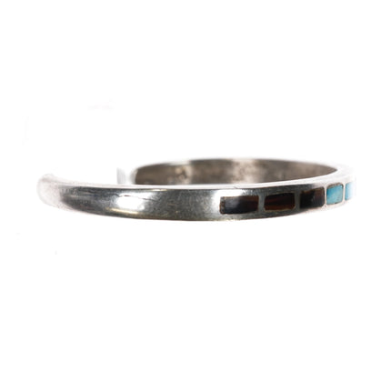 5.75" Older Zuni T-shell/turquoise channel inlay sterling cuff bracelet