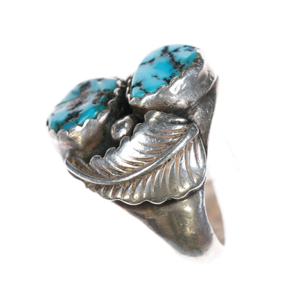 sz12 AF Navajo sterling and turquoise feather ring