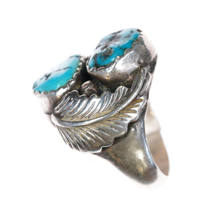 sz12 AF Navajo sterling and turquoise feather ring