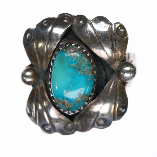 sz7.5 Vintage Navajo Blue Gem turquoise sterling ring