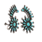 40's-50's Zuni sterling petit point turquoise rainbow/sun earrings screw back - Estate Fresh Austin