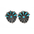 40's-50's Zuni needlepoint turquoise sterling screw back earrings - Estate Fresh Austin