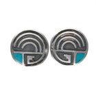 40's-50's Navajo sterling turquoise inlay overlay screw back earrings - Estate Fresh Austin