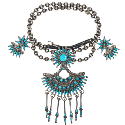 Valentino & Matilda Banteah Zuni turquoise needlepoint steling necklace