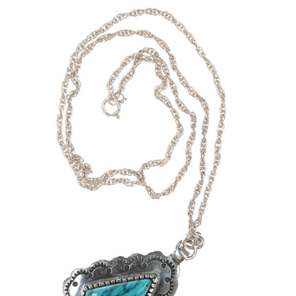 Fred Guerro Navajo sterling spiderweb turquoise pendant