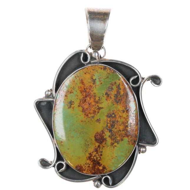 Sylvia Nuguematz Navajo for Chimney Butte Sterling and turquoise large pendant