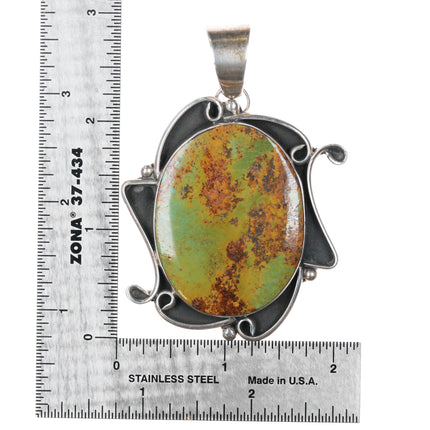 Sylvia Nuguematz Navajo for Chimney Butte Sterling and turquoise large pendant