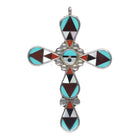 Zeno & Maryann Edaaki Zuni sterling intarsia inlay cross pendant - Estate Fresh Austin
