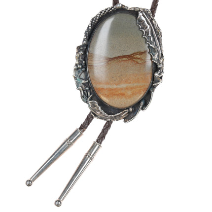 Stan Davidson (1933-2012) Brutalist sterling picture jasper bolo tie