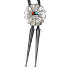 c1970 Zuni sunface sterling inlay bolo tie v - Estate Fresh Austin