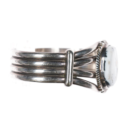 6.5" Jerry Johnson Navajo Sterling white buffalo cuff bracelet